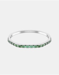 Swarovski - Matrix Bangle, Baguette Cut, Octagon Shape, Green, Rhodium-Plated