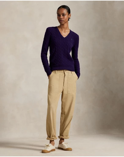 Polo Ralph Lauren - Cable-Knit Wool-Cashmere V-Neck Sweater - ICONIC EXCLUSIVE
