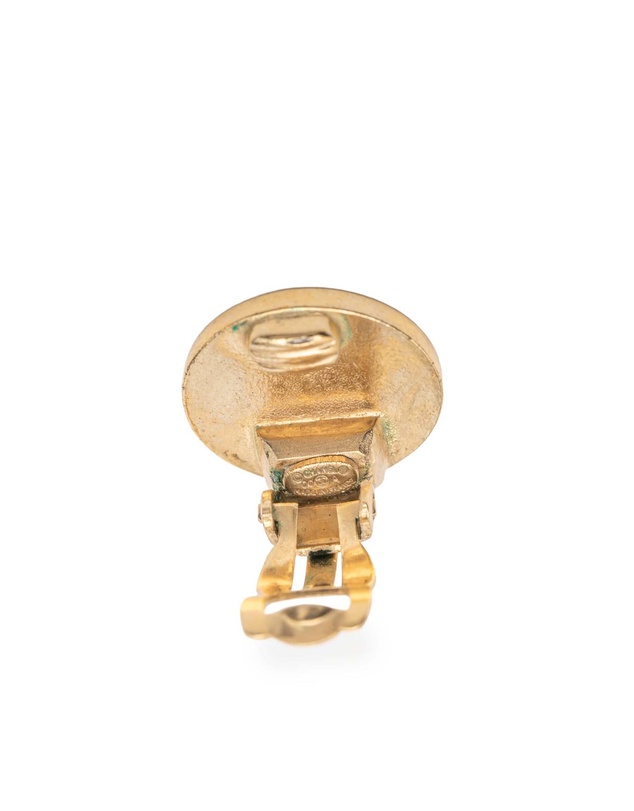 Pre-Loved by Azura Reborn - Pre-Loved Gold Plated and Enamel CC Round Button Clip On Earrings