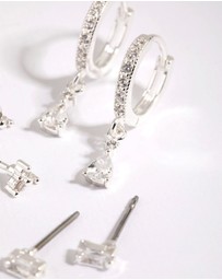 Lovisa - Silver Stack Pack Earrings with Cubic Zirconia