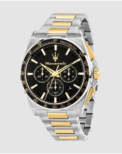 Maserati - Maserati Velocita 43mm Chrono Black Dial Two Tone Stainless Steel Strap Watch