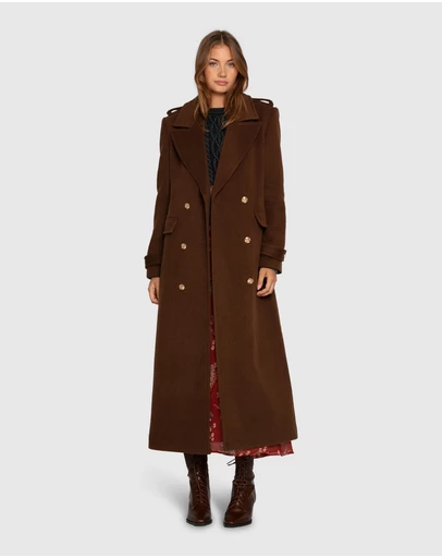 Belle & Bloom - Command Wool Blend Double Breast Maxi Coat