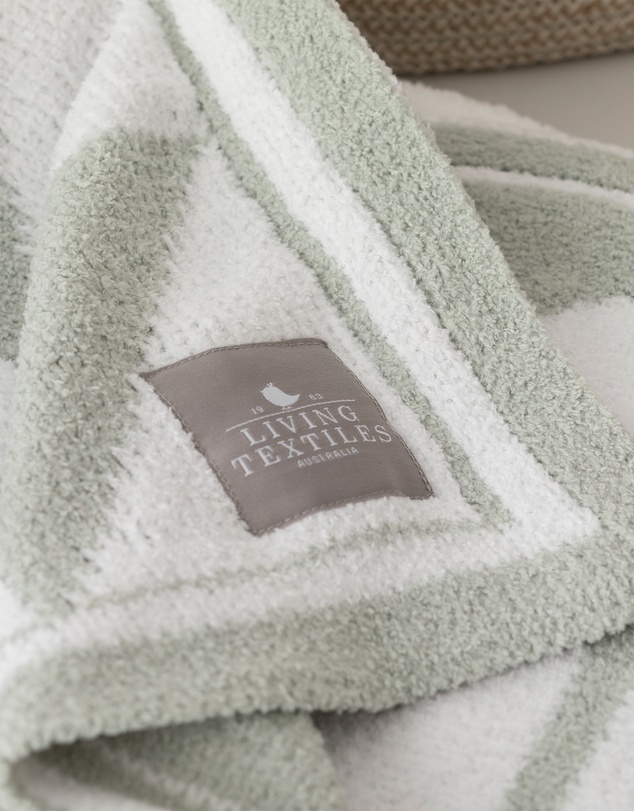 Living Textiles - Chenille Blanket - Sage Triangles