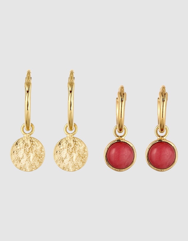 Elli Jewelry - Agate Circle Earring Set in Gold-Plated 925 Silver