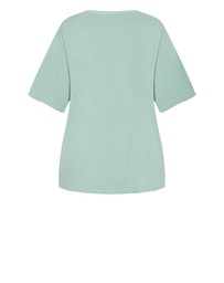 City Chic - Plus size Western Soul Oversized Tee - sage