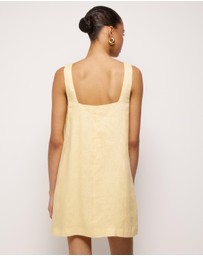 AERE - Indra Boat Neck Linen Mini Dress