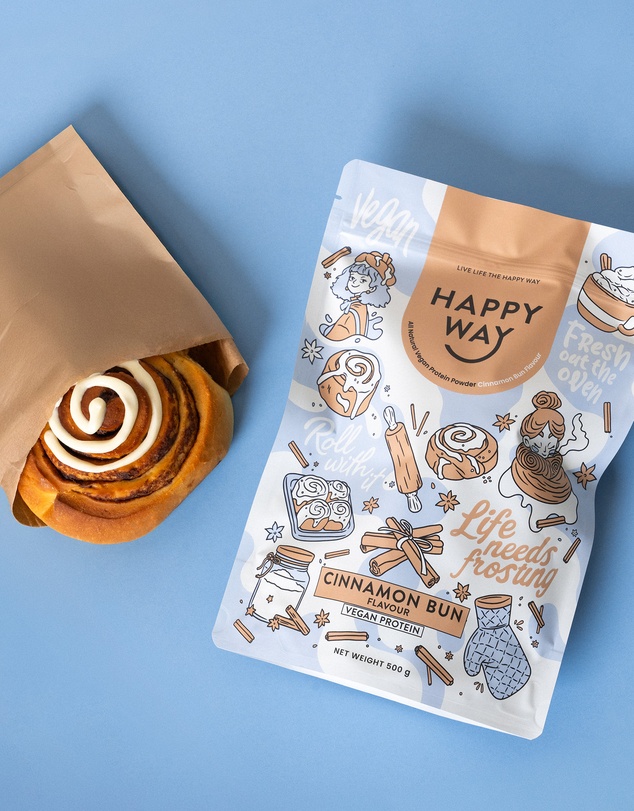 Happy Way - Cinnamon Bun Vegan Protein Powder
