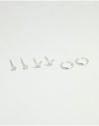 Lovisa - Sterling Silver Cubic Zirconia Butterfly Stud & Hoop Earrings 3-Pack