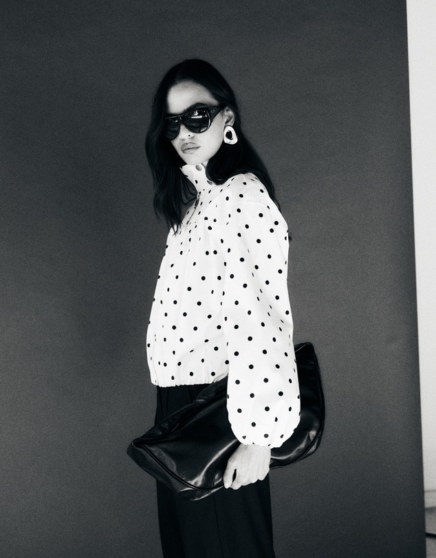 AERE - Polka Dot Funnel Neck Bomber