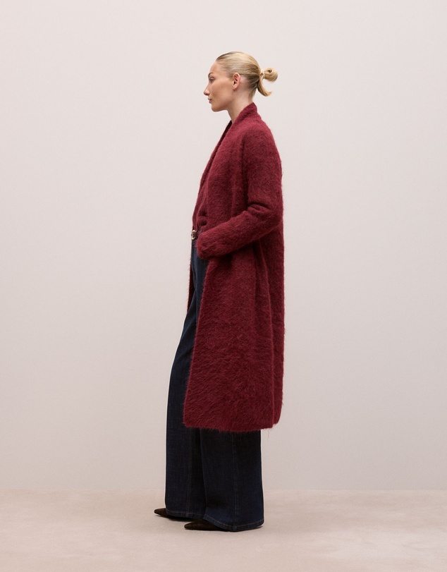 Trenery - Brushed Alpaca Button Through Cardigan in Red Mahogany