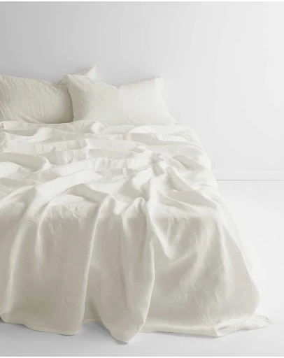 Aura Home - Evie Stonewash Organic Cotton Sheet Set in Cloud White