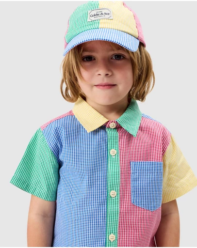 Goldie + Ace - Gingham Colour Block Cap - Babies-Kids