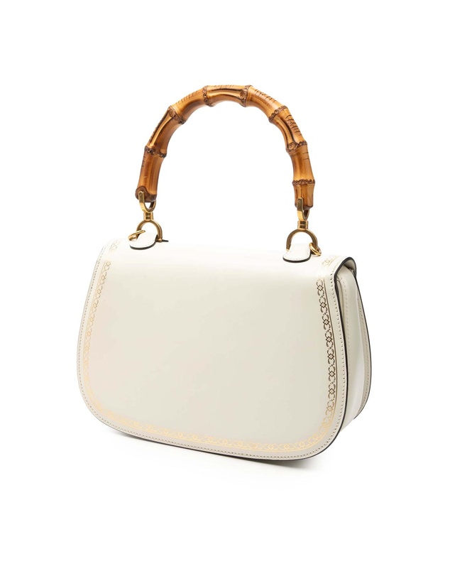 Pre-Loved by Azura Reborn - Pre-Loved Calfskin Frame Print Bamboo Top Handle Bag