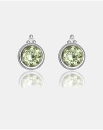 Georgini - Natural Peridot And Two Natural Diamond August Silver Earrings