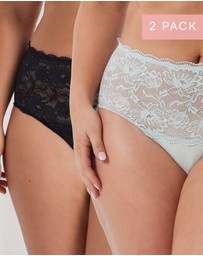 Kayser - 2 Pack Daily Essentials Cotton & Floral Lace Full Brief (465 )