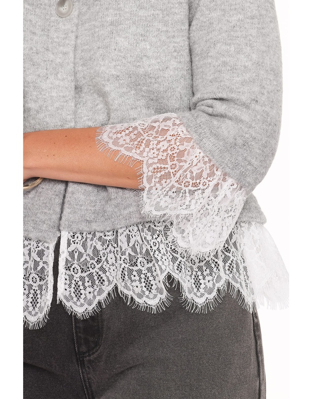 Petal & Pup - Helga Lace Trim Cardigan - Grey