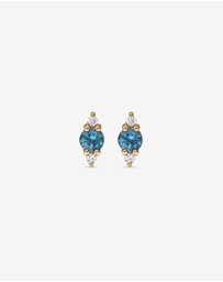 Michael Hill - London Blue Topaz and Diamond Stud Earrings in 10kt Yellow Gold
