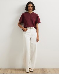 Atmos&Here - High V-Neck Organic Cotton Short Sleeve T-Shirt