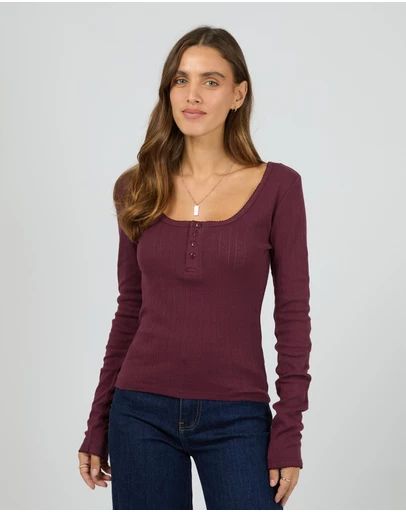 All About Eve - Tia Long Sleeve Top Wine
