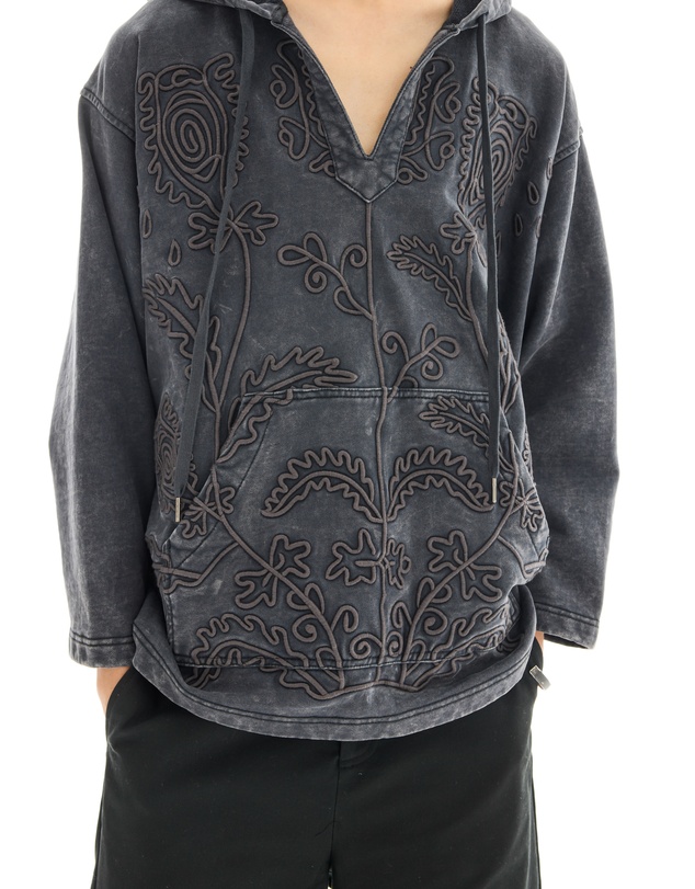 THE TALES - Textured Flower Embroidered Hooded Jacket