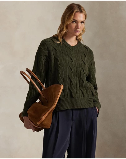 Polo Ralph Lauren - Cable-Knit Wool-Cashmere V-Neck Sweater - ICONIC EXCLUSIVE