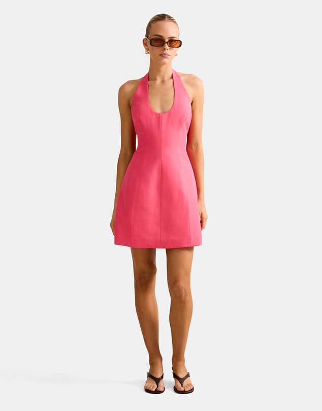 Forever New - Esther U-Neck Halter Neck Linen Mini Dress