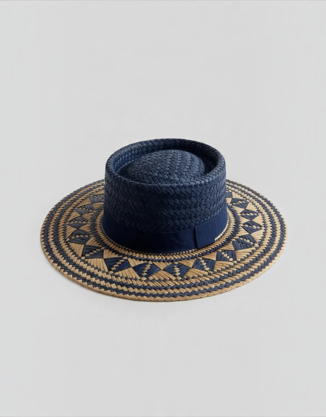 Mossée - Navy Geo Wave Straw Hat