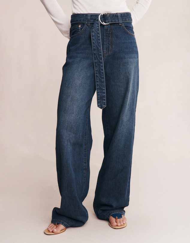 Marle - Belted Wide Leg Jeans