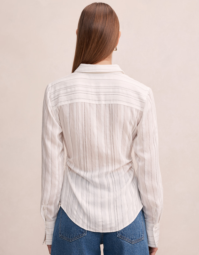 Forever New - Sage Striped Gathered Shirt
