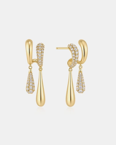 Ania Haie - Gold Spiral Contrast Teardrop Dangle Stud Earrings