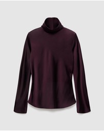 M.N.G - High Collar Satin Blouse