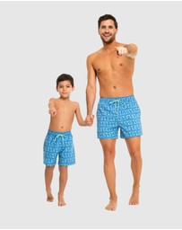 Tolu Australia - Boardshorts with Pale Blue Fishes