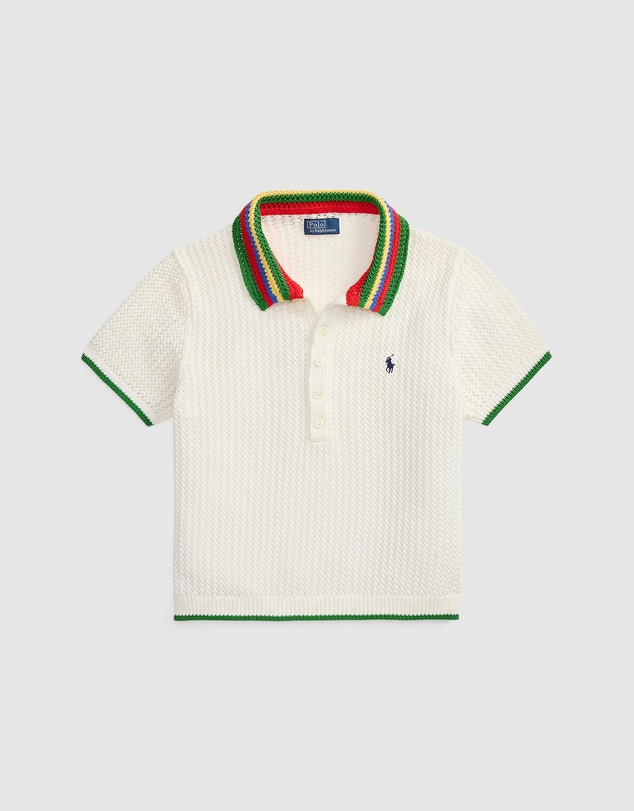 Polo Ralph Lauren - Striped-Collar Pointelle Polo Shirt