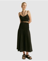 FRIEND of AUDREY - Chantille Shirred Linen Skirt
