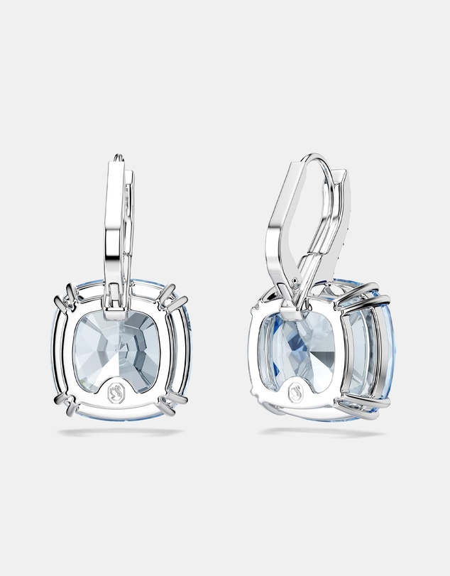 Swarovski - Millenia Drop Earrings, Cushion Cut, Blue, Rhodium Plated