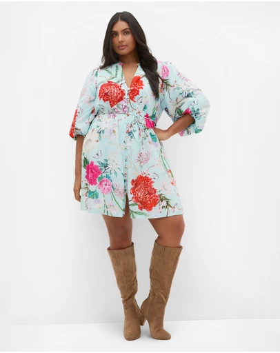 City Chic - Flora Print Cotton Mini Dress