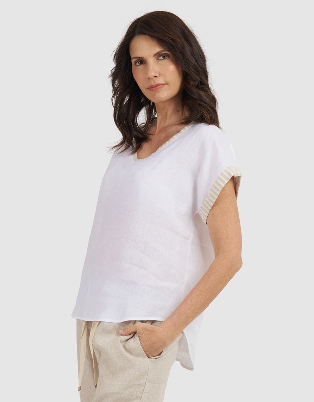 CAMIXA - Martina Linen V-Neck T-shirt