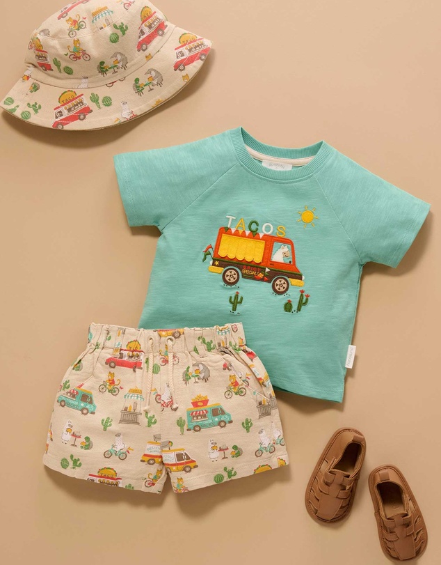 Purebaby - Pull on Printed Short -Kids-Babies