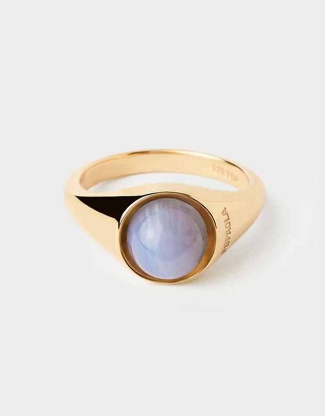 PDPAOLA - Blue Lace Agate Moon Ring