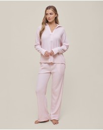 Papinelle - Super Soft Waffle Open Collared Long Sleeve Top and Pant