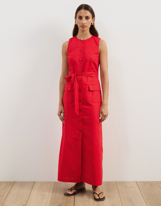Atmos&Here - Hailey Linen Blend Midi Dress