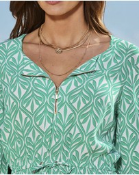 Sosandar - Geometric Print Tie Waist Dress