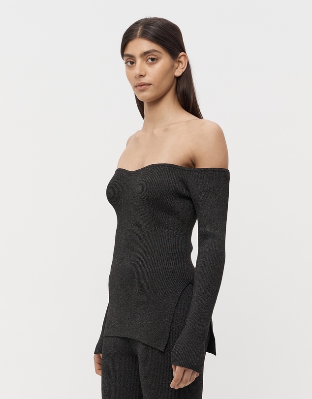 FRIEND of AUDREY - Nellie Off Shoulder Sparkle Knit Top