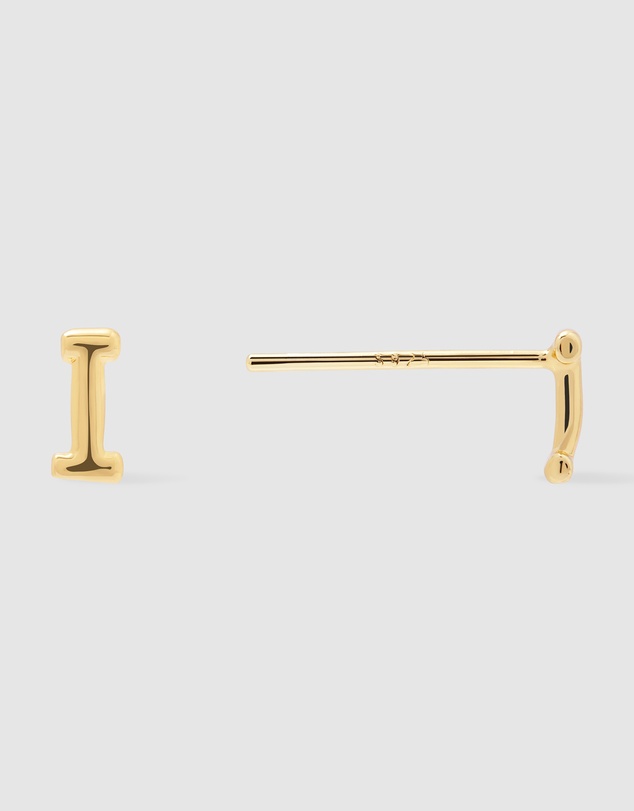 Wanderlust + Co - Alphabet Bubble Gold Stud Earrings - Letter I