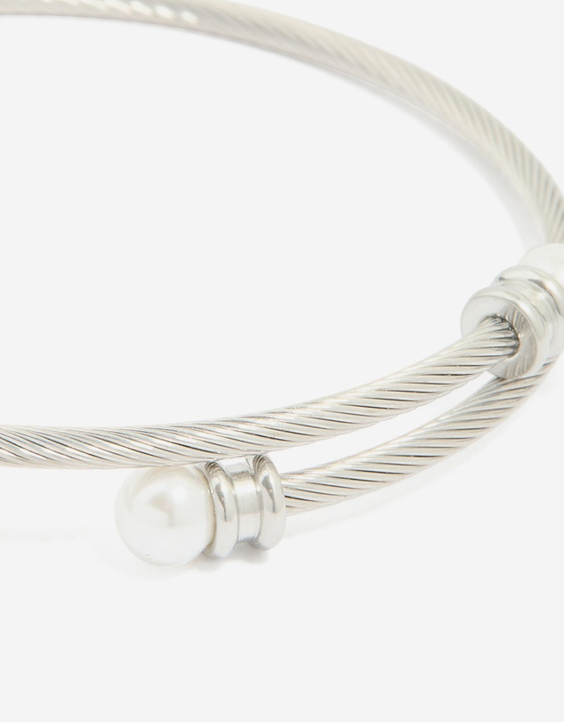 Lovisa - Waterproof Stainless Steel Pearl Twisted Bangle
