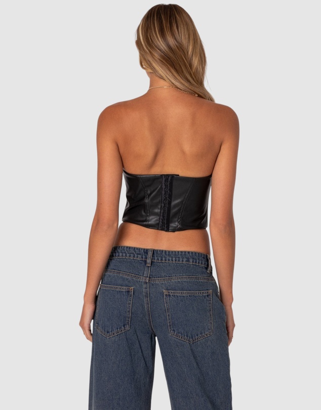EDIKTED - Aberdeen Faux Leather Cupped Corset
