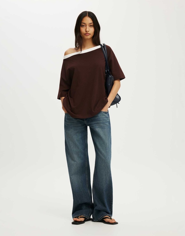 Cotton On - Boxy Off Shoulder Short Sleeve Tee