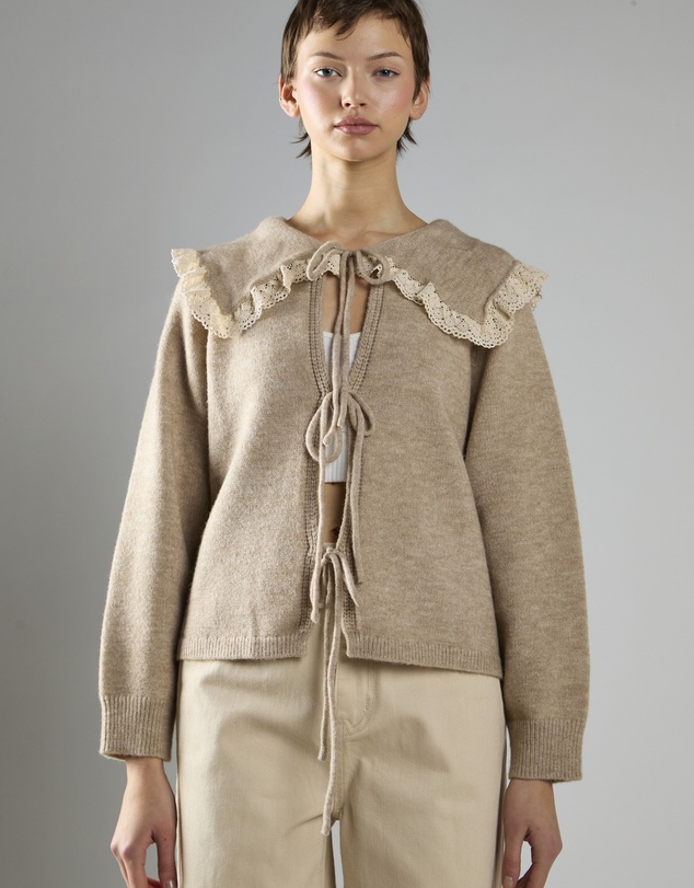 Glamorous - Collar Tie Front Cardigan