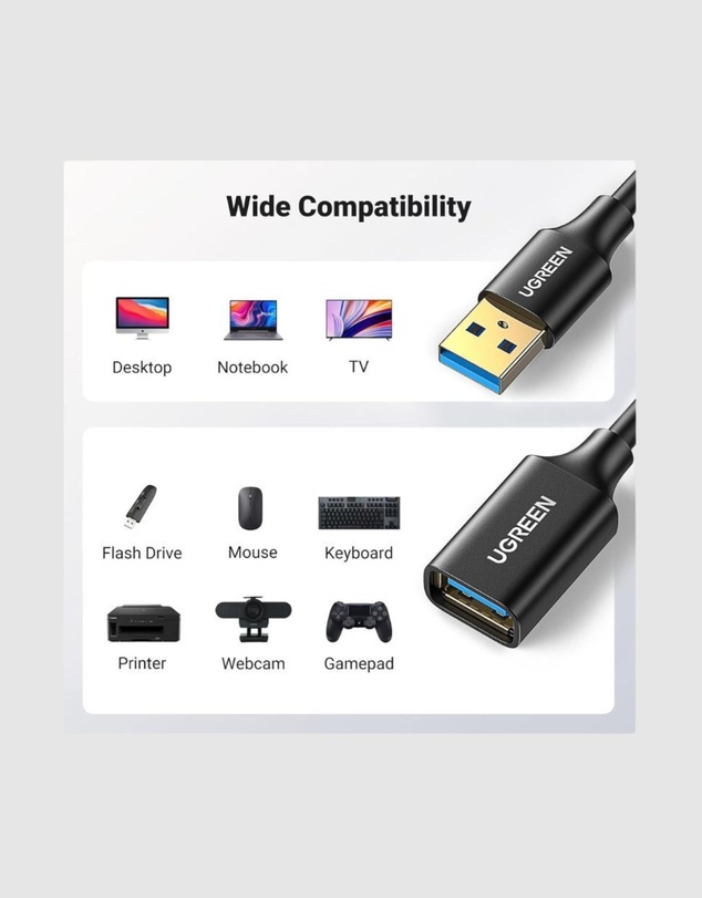 Ugreen - UGREEN 1M USB 3.0 Extender Cable 5Gbps
