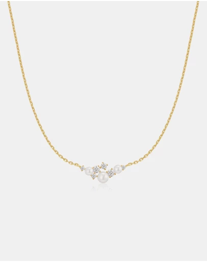 Ania Haie - Ania Haie Gold Shell Pearl Cluster Necklace